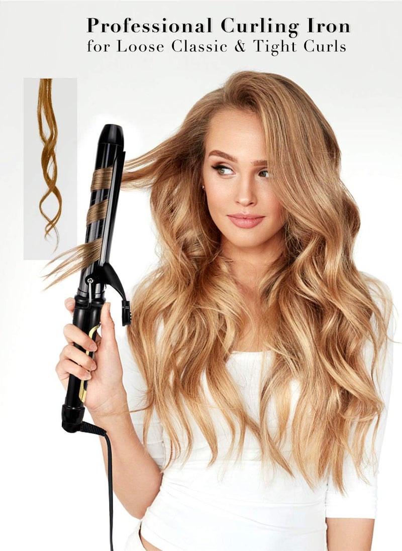 LANVIER 1.25 Inch Curling Iron, Extra Long Barrel 1 1/4 Inch Curling Iron for Long Hair up to 450F, Worldwide Dual Voltage Hair Curler for Traveling, Hair Waving Style Tool Black - Image 2